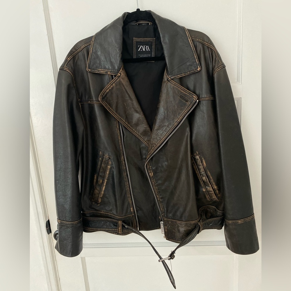 Vintage real leather biker jacket